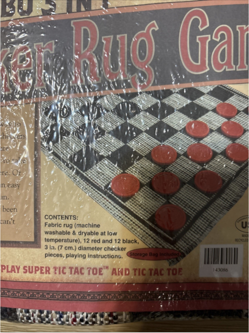 Jumbo Three And One Checker Rug Game Reverse Rug Tic-Tac-Toe NEW. 1108 - Picture 2 of 6